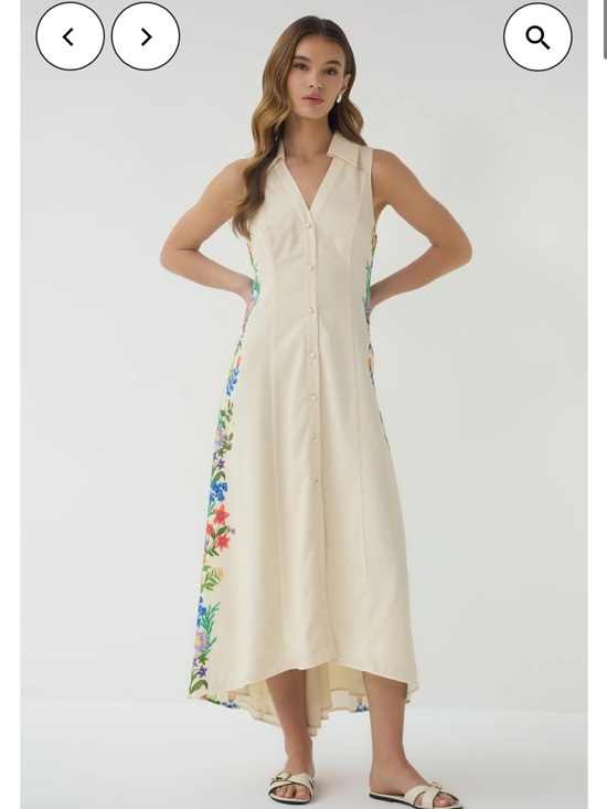 Hutch Dresses & Skirts - hutch florantina cream floral print poplin button front midi dress size small